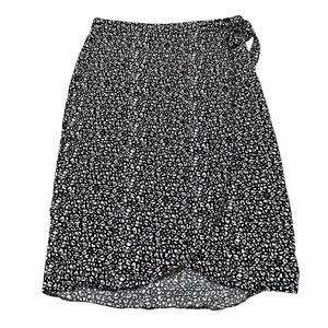 Maurices L Navy Animal Print Wrap Skirt